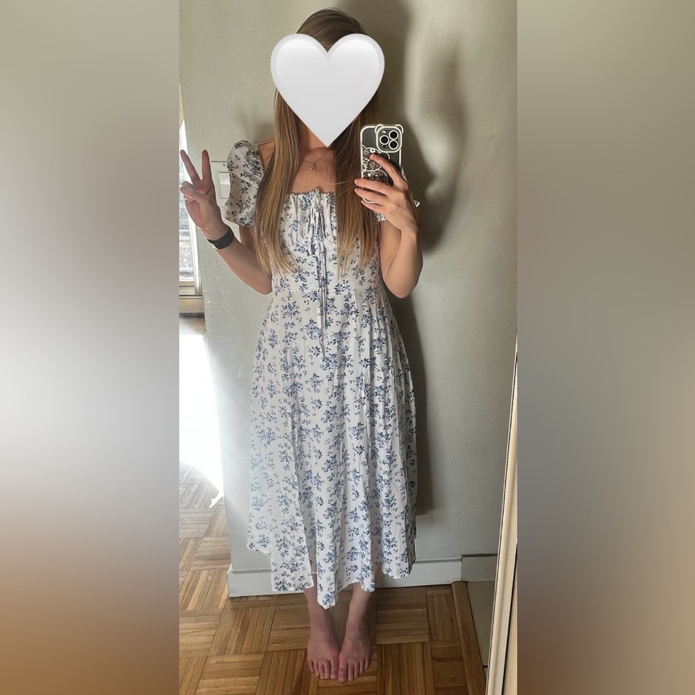 White + Blue Flower Dress.
